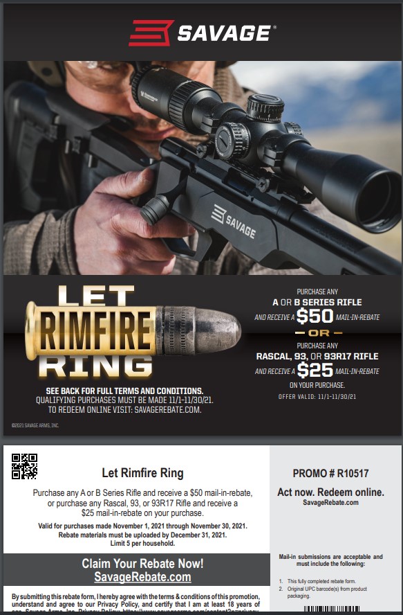 Savage Rimfire Nov Promo Gun Rebates