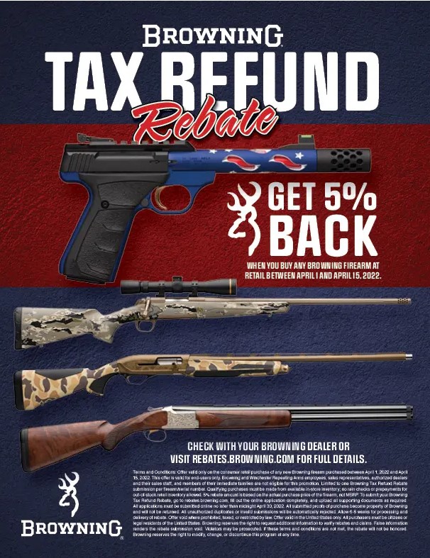 April Tax Rebate Browning Gun Rebates